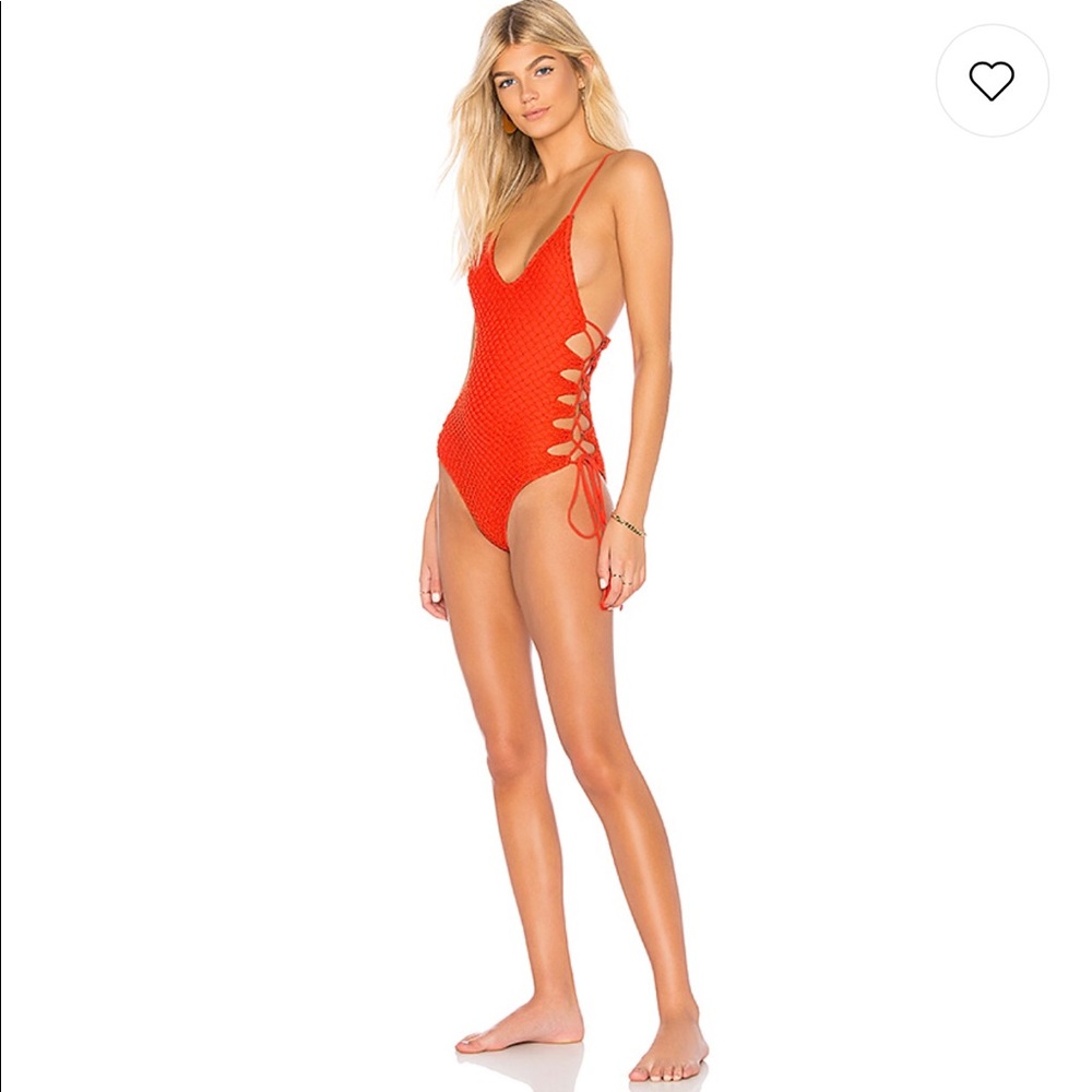 Acacia Florence Crochet One Piece in Neon Lava S